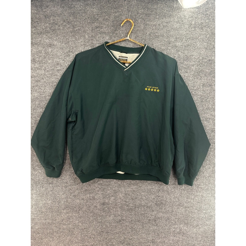 Five Star Windbreaker Pullover Mens XXL Green Excellent V-Neck Golf Windshirt